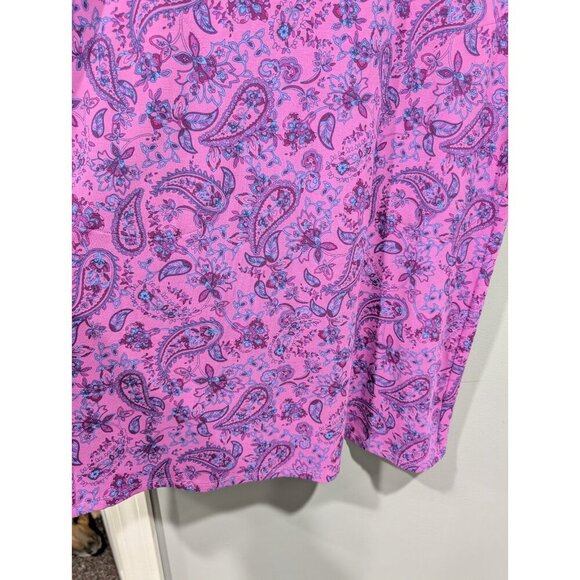 J. Jill Wearever Collection Stretch Knit Dress Petite Paisley Purple Pockets L P - Picture 14 of 16